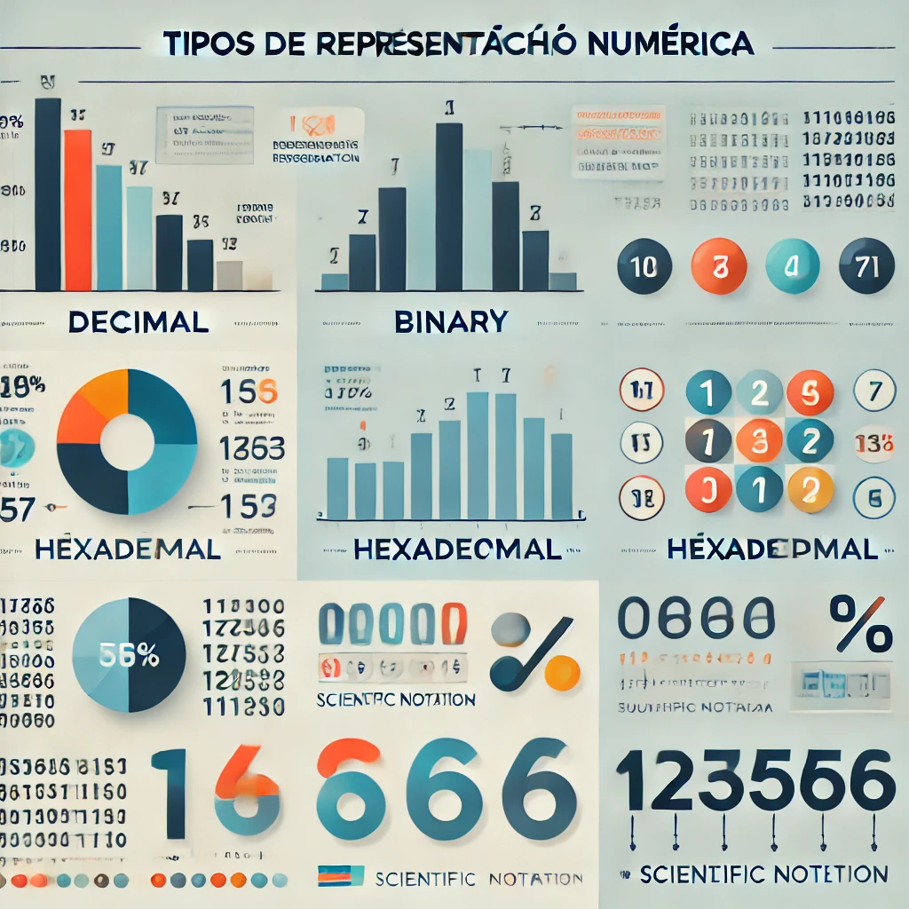 DALL·E 2025-02-20 10.41.21 - A clean and professional infographic highlighting the different types of numerical representation such as decimal, binary, hexadecimal, and scientific